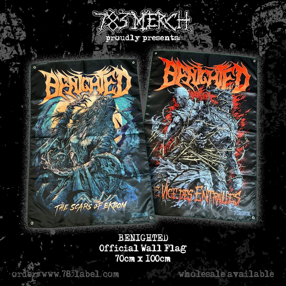 BENIGHTED - Le Vice des Entrailles + The Scars of Ekbom - Wall Flag / Textile Poster BUNDLE