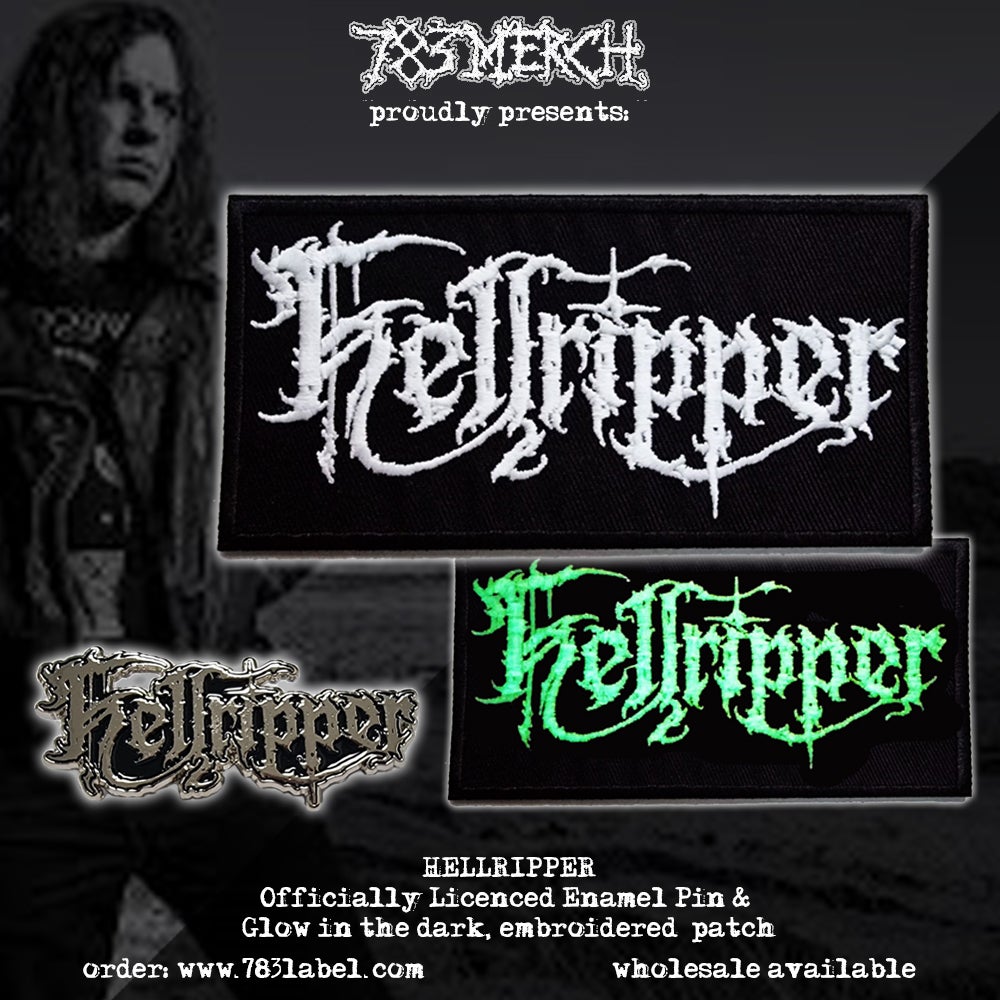 HELLRIPPER - Logo - (Glow In The Dark) Embroidered Patch + Enamel Pin BUNDLE
