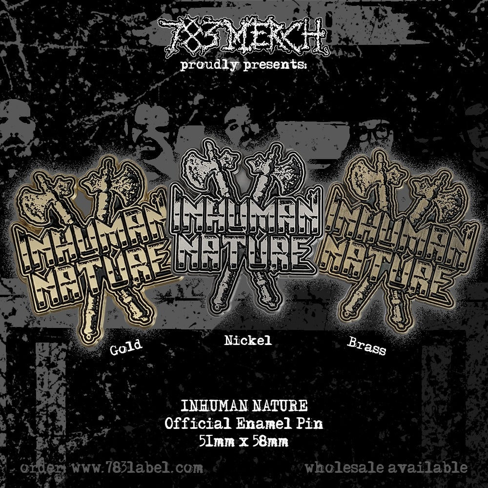 INHUMAN NATURE - Official Merch Bundle - Pin + Patch + Flag