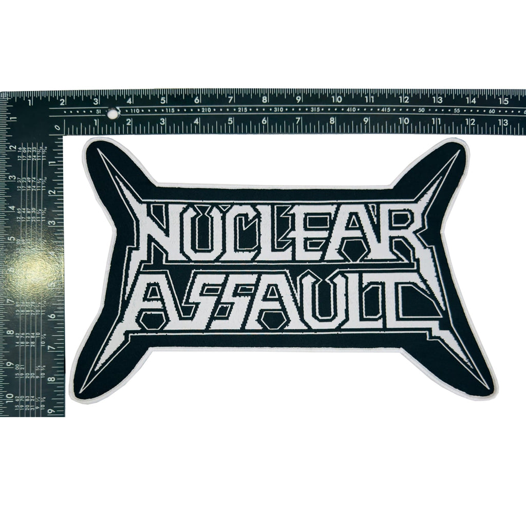 NUCLEAR ASSAULT logo oversized woven patch - black border