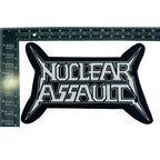 NUCLEAR ASSAULT logo oversized woven patch - ruler measurement