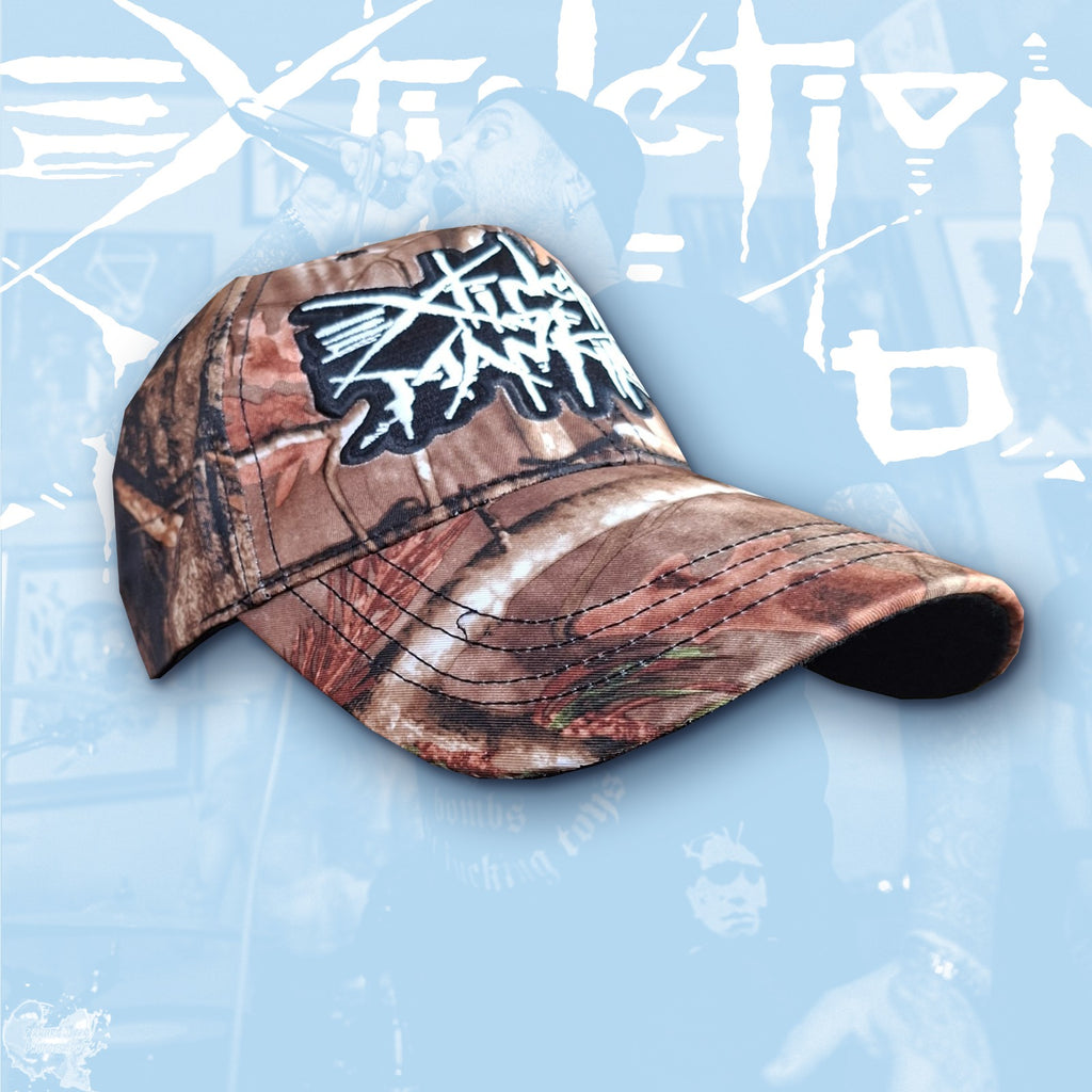 EXTINCTION OF MANKIND - (Glow in the Dark) Logo - CAMO LEAF BASEBALL CAP