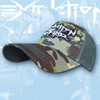 EXTINCTION OF MANKIND - (Glow in the Dark) Logo - GREEN CAMO TRUCKER CAP
