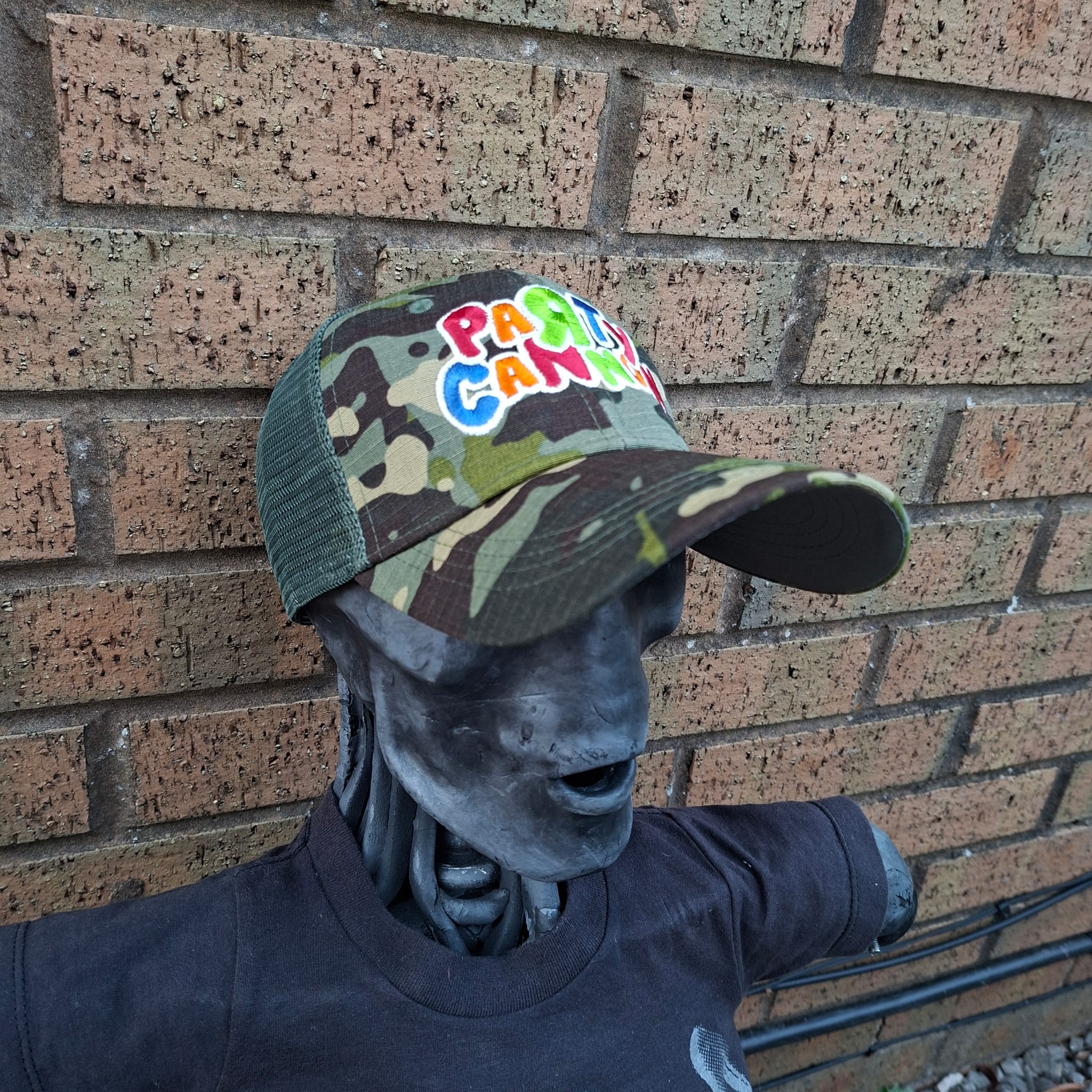 PaRtY CaNnOn - (Glow in the Dark) Logo - GREEN CAMO TRUCKER CAP