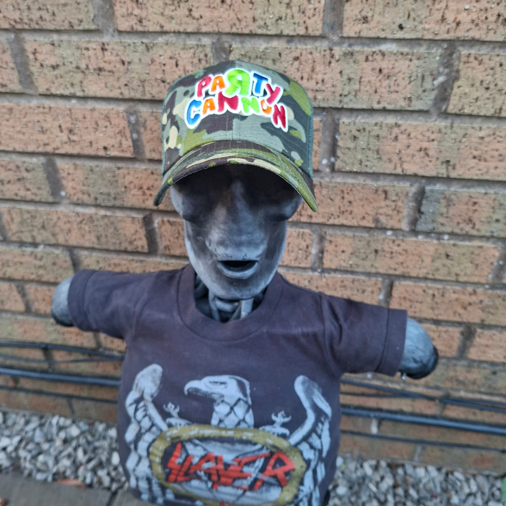 PaRtY CaNnOn - (Glow in the Dark) Logo - GREEN CAMO TRUCKER CAP