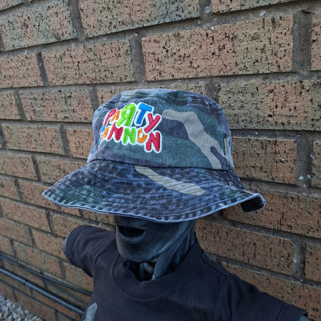 PaRtY CaNnOn - (Glow in the Dark) Logo - GREEN CAMO BUCKET HAT