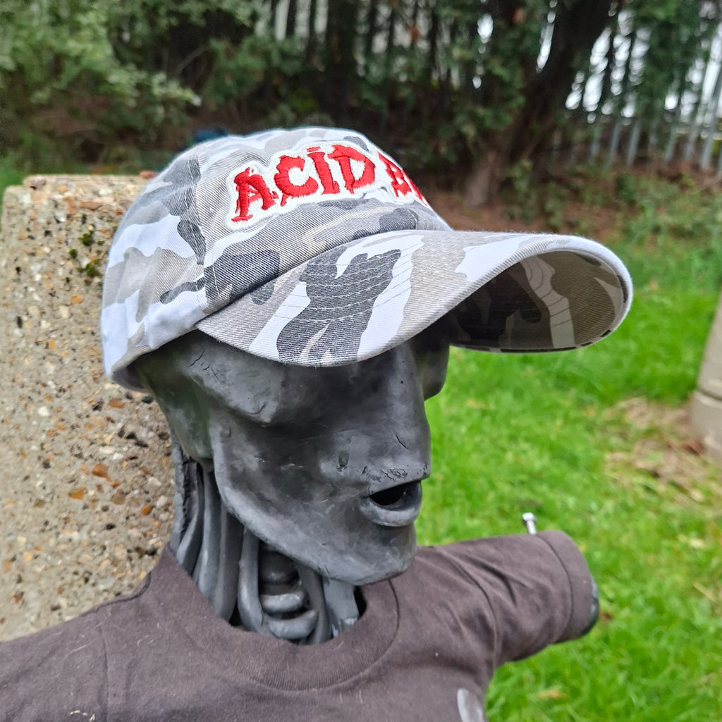 ACID BATH - (Glow in the Dark) Logo - B&W CAMO DAD CAP