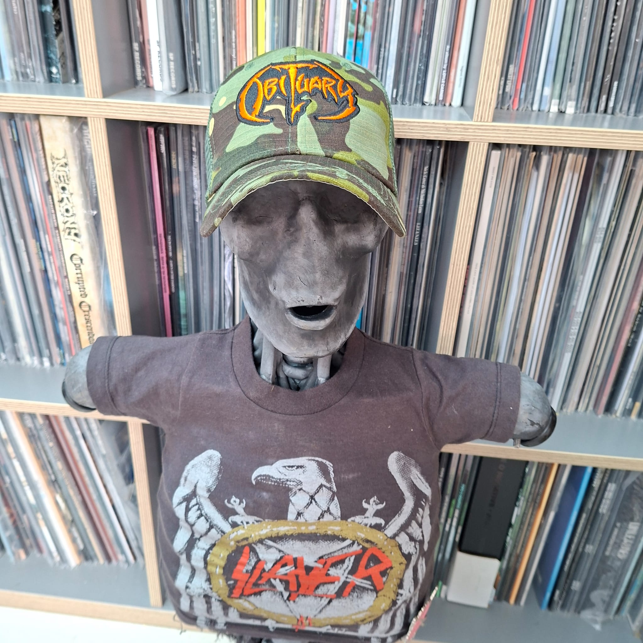 OBITUARY - (Orange) Logo - GREEN CAMO TRUCKER CAP