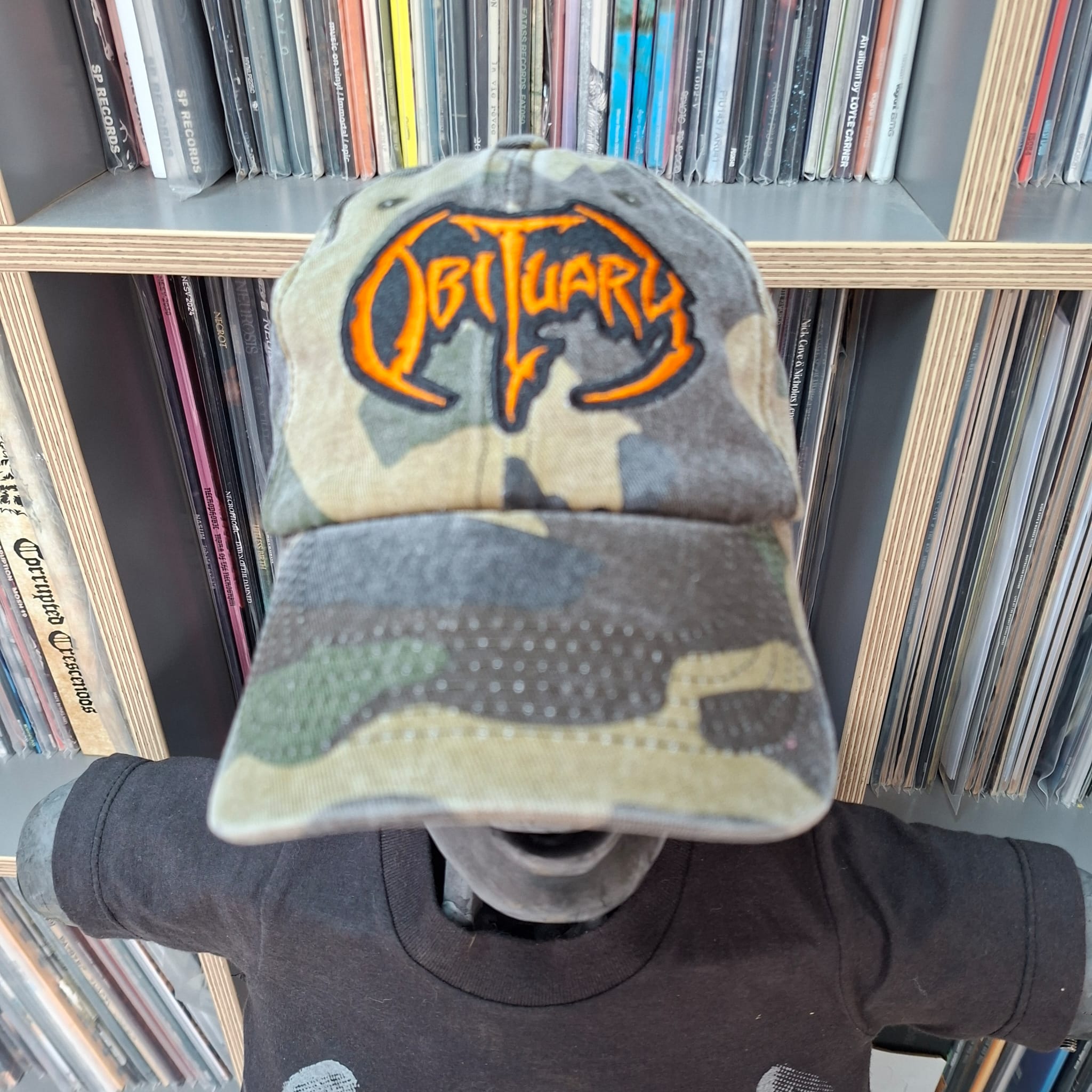 OBITUARY - (Orange) Logo - GREEN CAMO DAD CAP