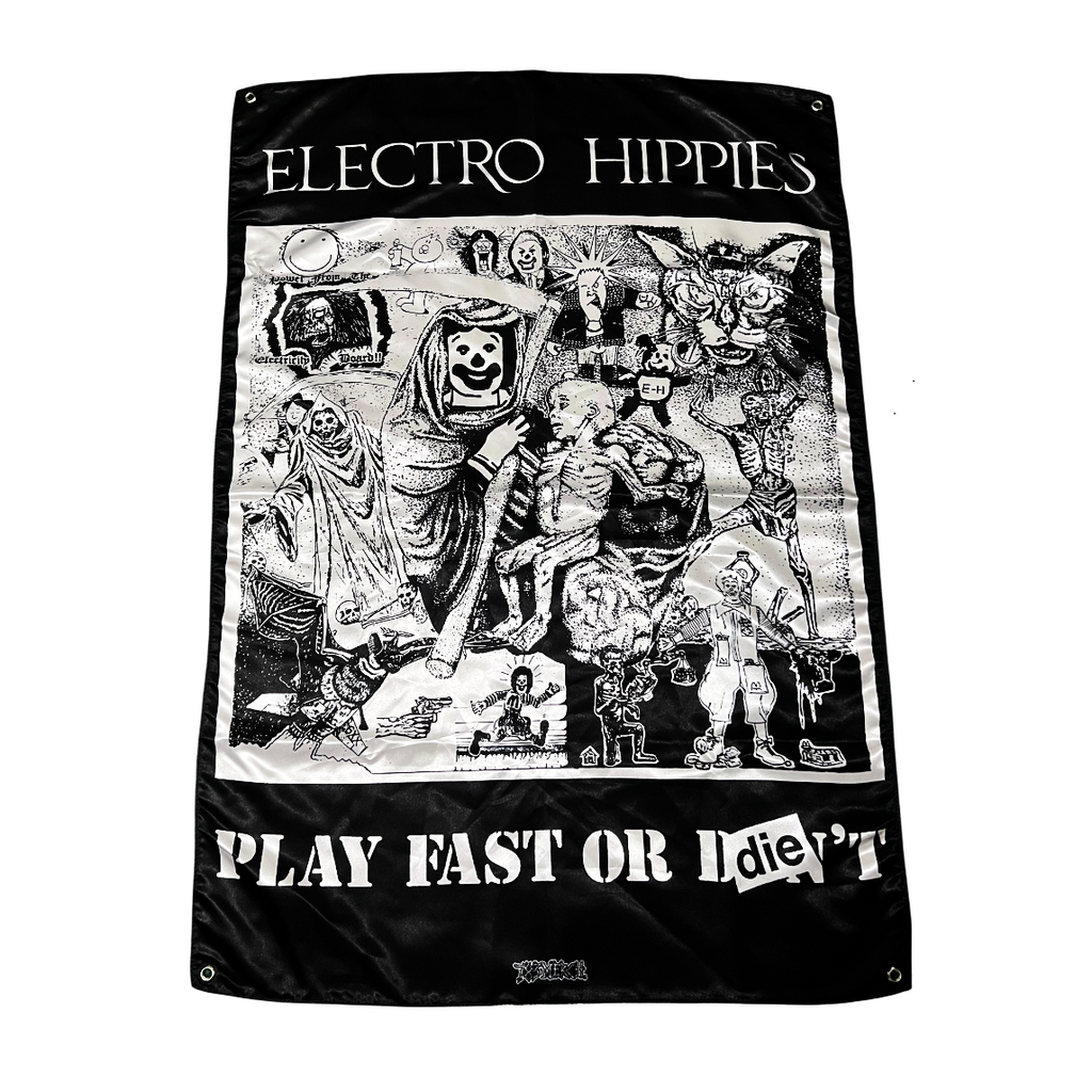 ELECTRO HIPPIES - Play Fast or Die - Wall Flag / Textile Poster