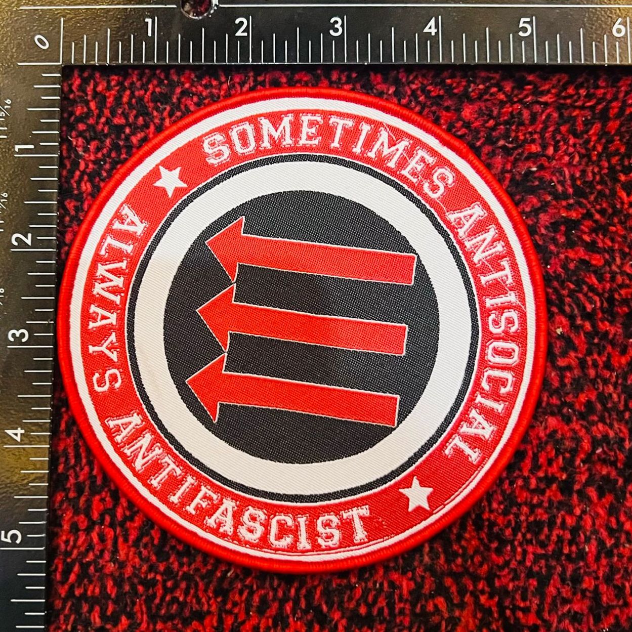 SOMETIMES ANTISOCIAL ALWAYS ANTIFASCIST - Woven Patch