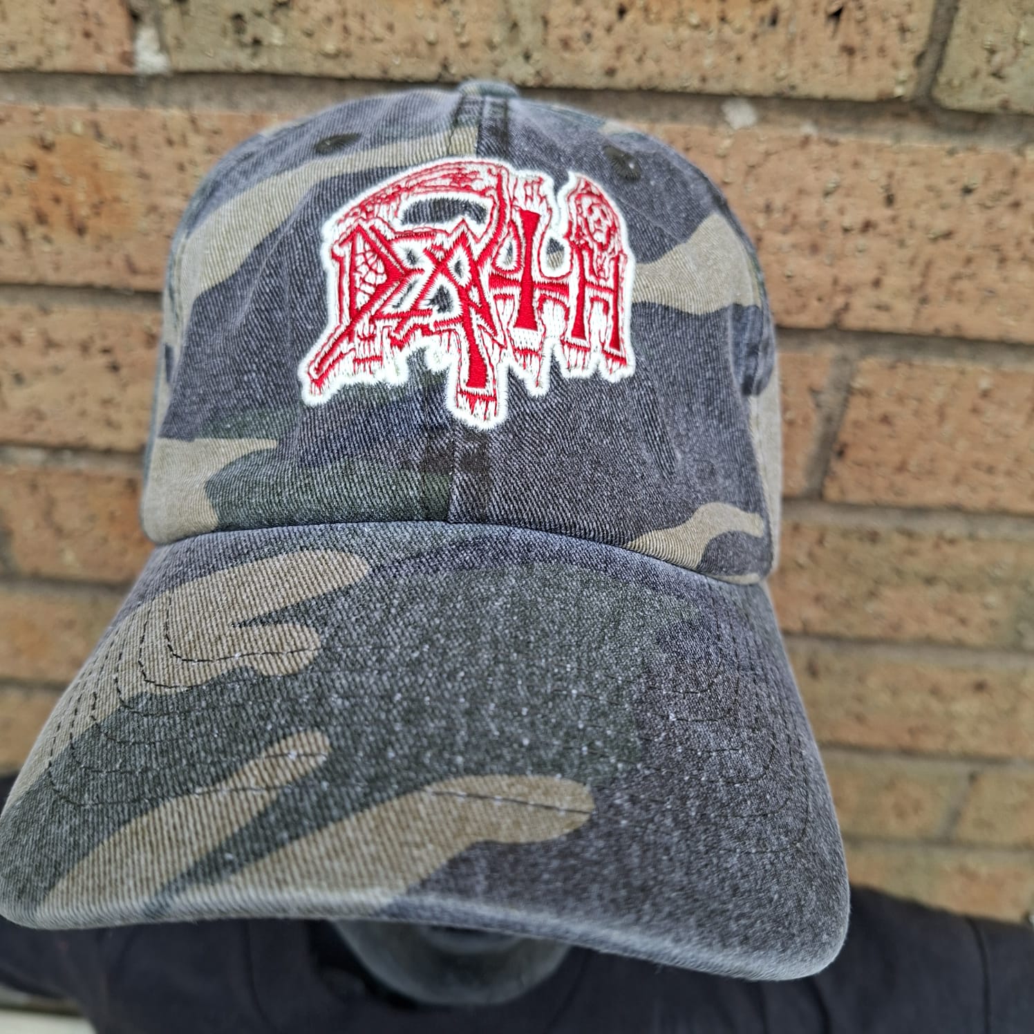 DEATH - (Glow in the Dark) Logo - GREEN CAMO DAD CAP
