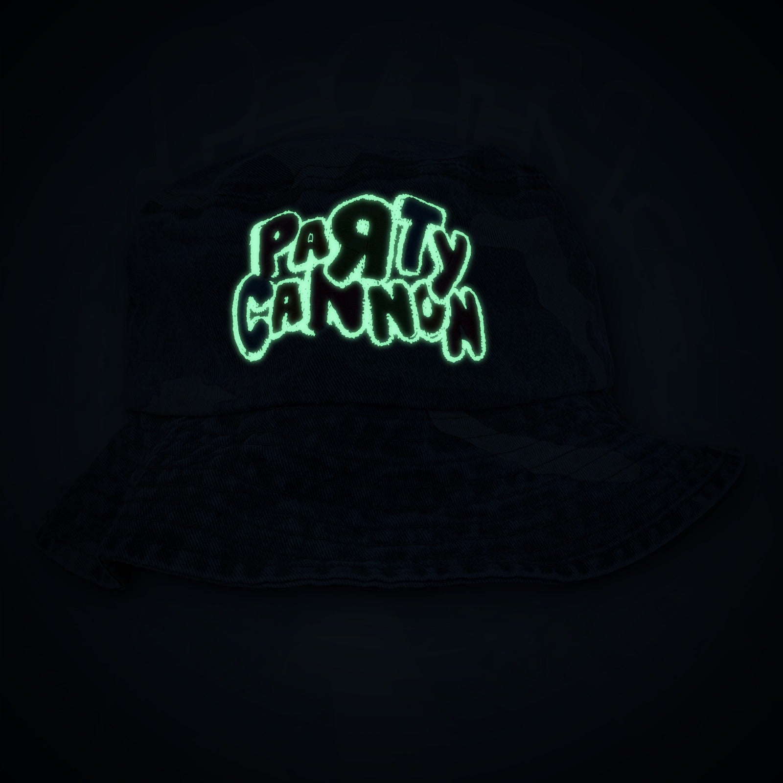 PaRtY CaNnOn - (Glow in the Dark) Logo - GREEN CAMO BUCKET HAT