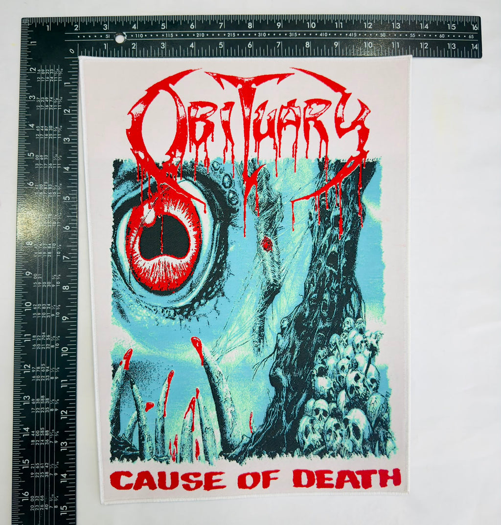 OBITUARY - Cause Of Death - Woven Backpatch