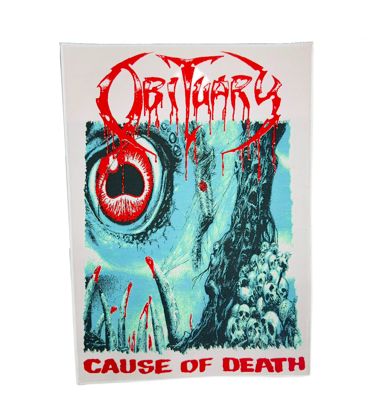 OBITUARY - Cause Of Death - Woven Backpatch