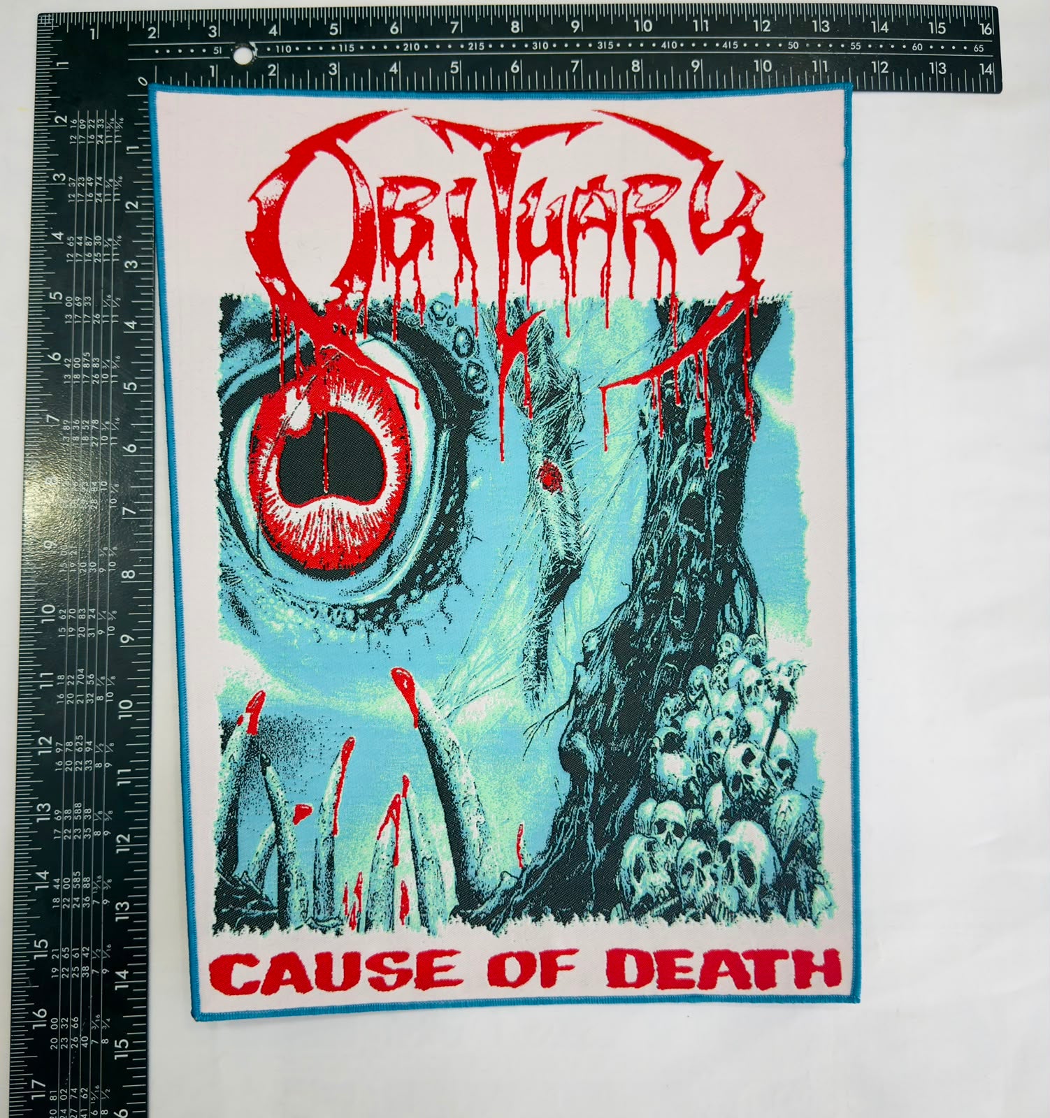 OBITUARY - Cause Of Death - Woven Backpatch