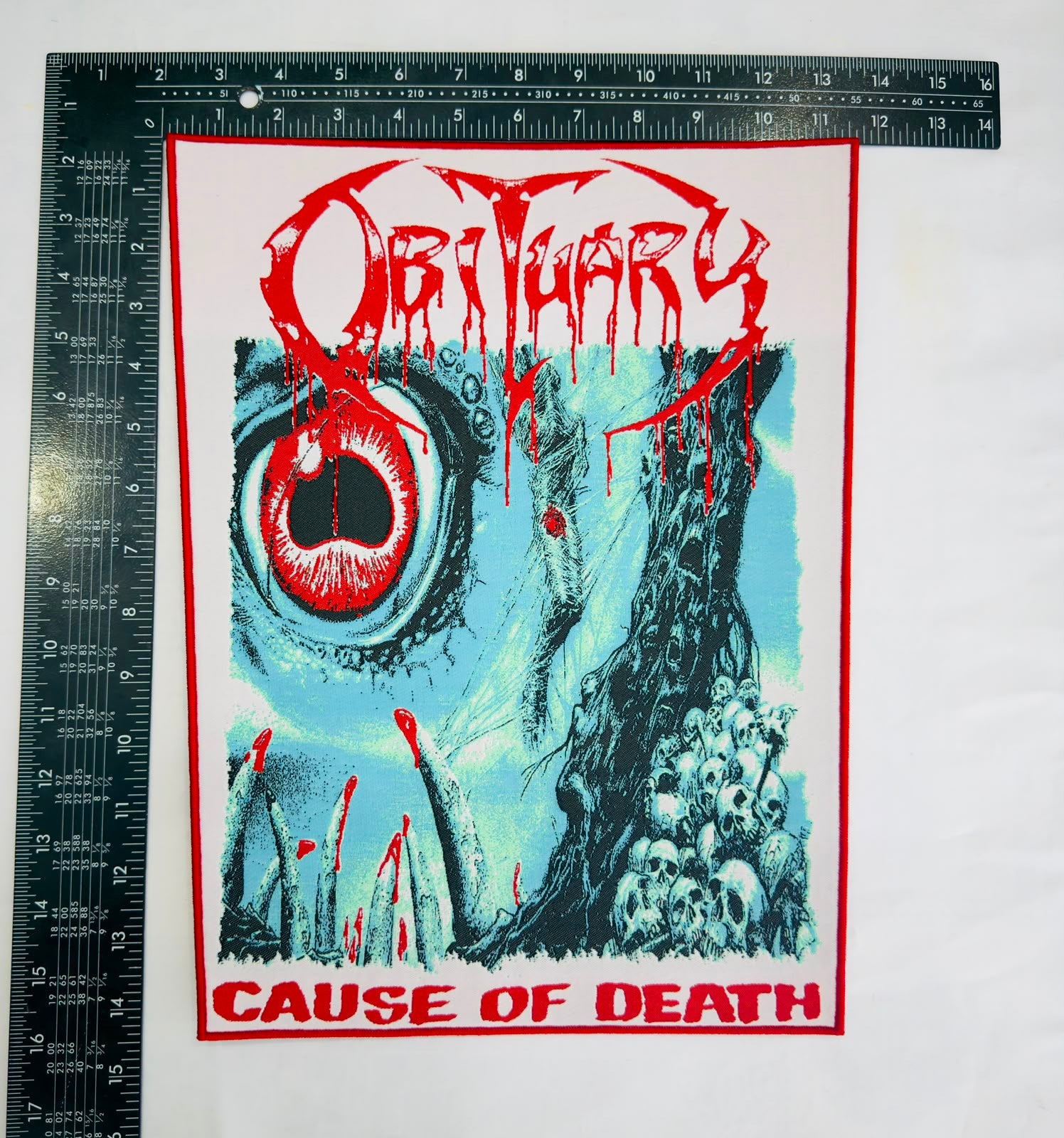 OBITUARY - Cause Of Death - Woven Backpatch