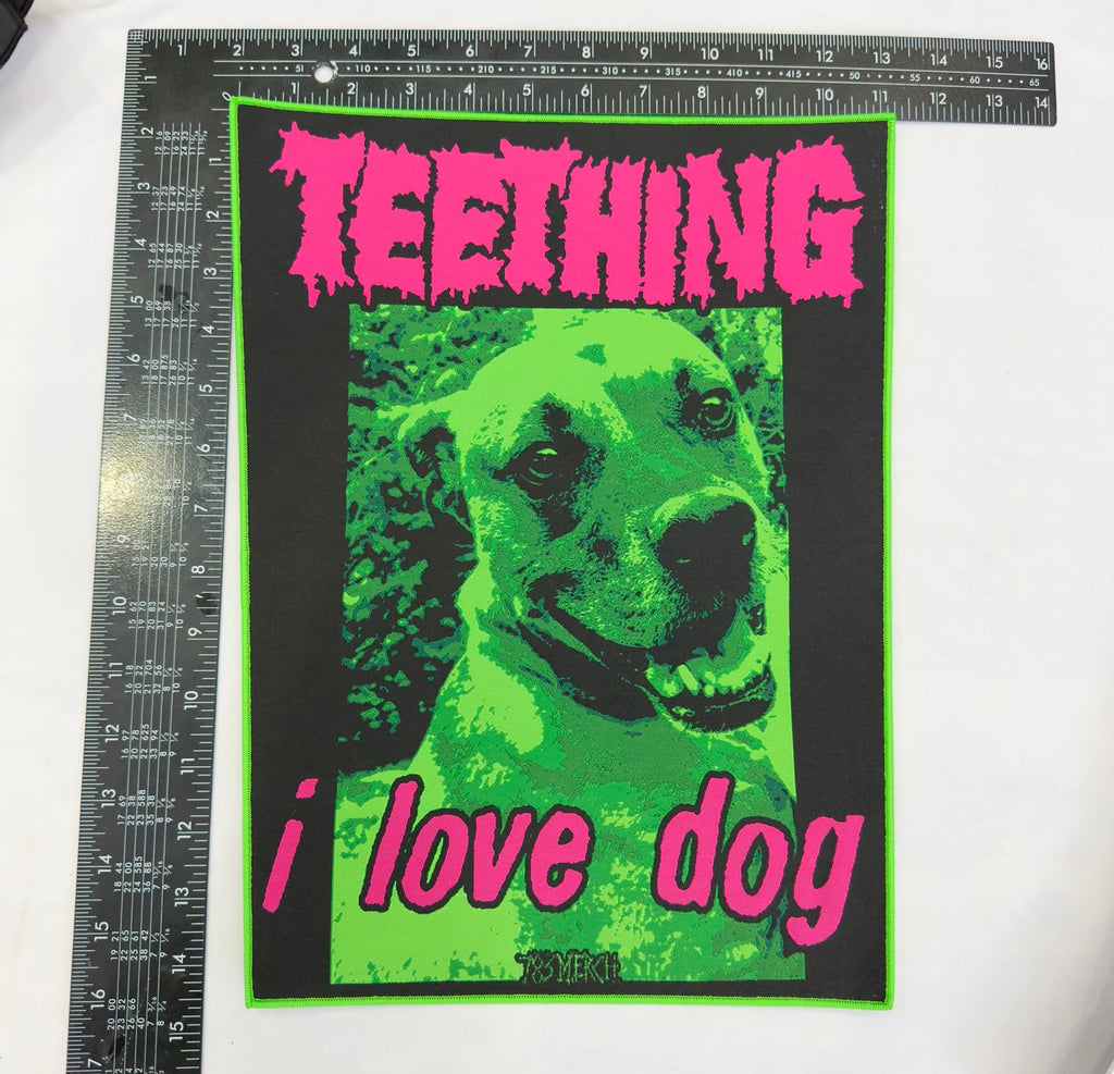 TEETHING - I Love Dog - Woven Backpatch
