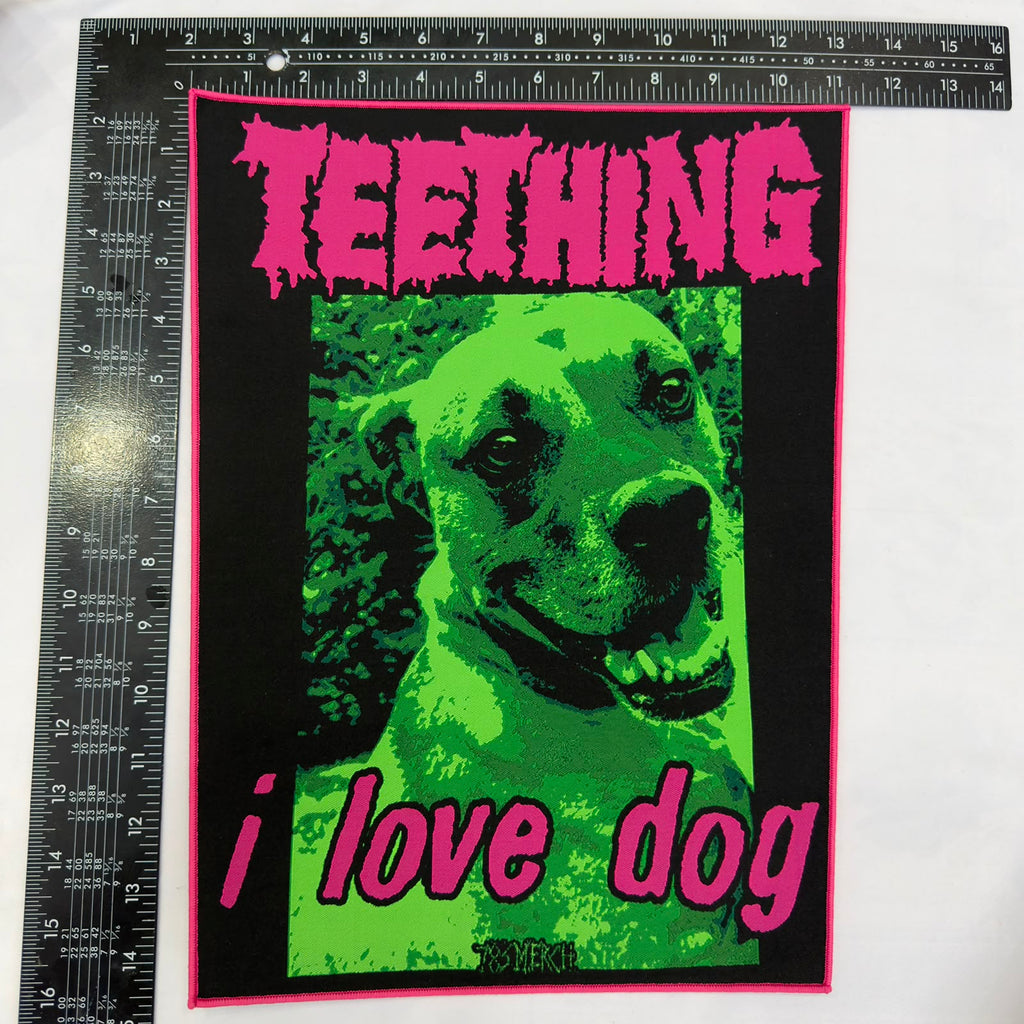 TEETHING - I Love Dog - Woven Backpatch