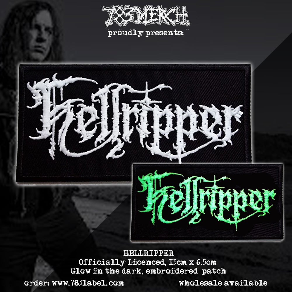 HELLRIPPER - Logo - (Glow In The Dark) Embroidered Patch + Enamel Pin BUNDLE