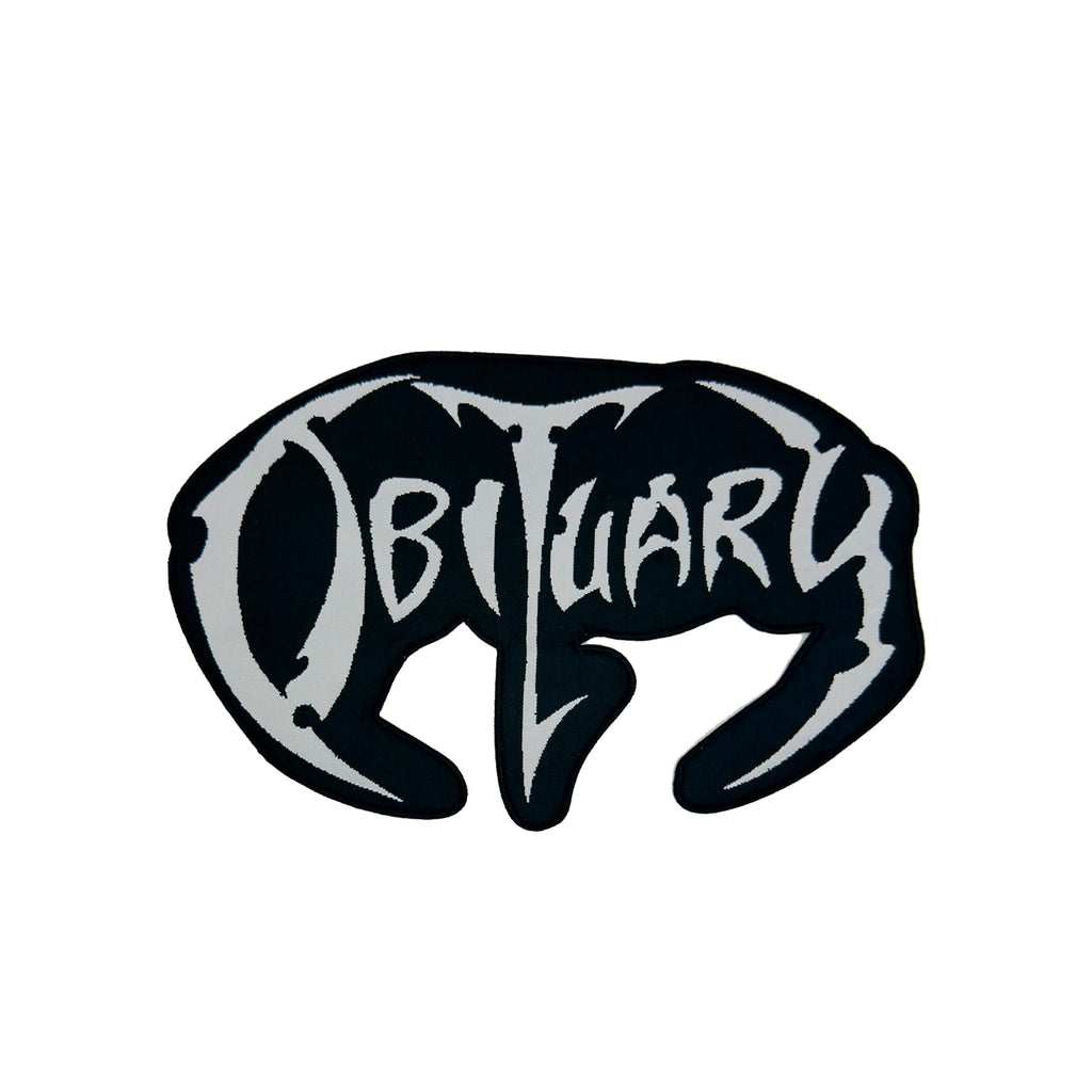 OBITUARY Logo oversized woven patch - black border