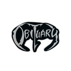 OBITUARY Logo oversized woven patch - white border