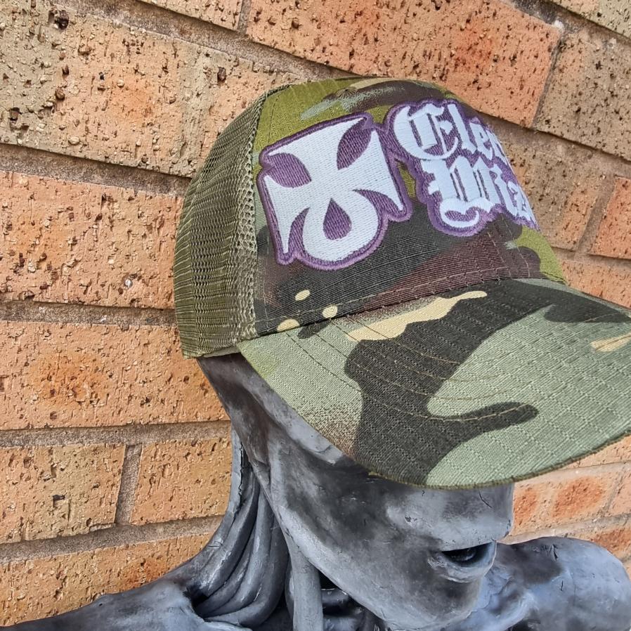 ELECTRIC WIZARD - (Glow in the Dark) Logo CAMO TRUCKER CAP
