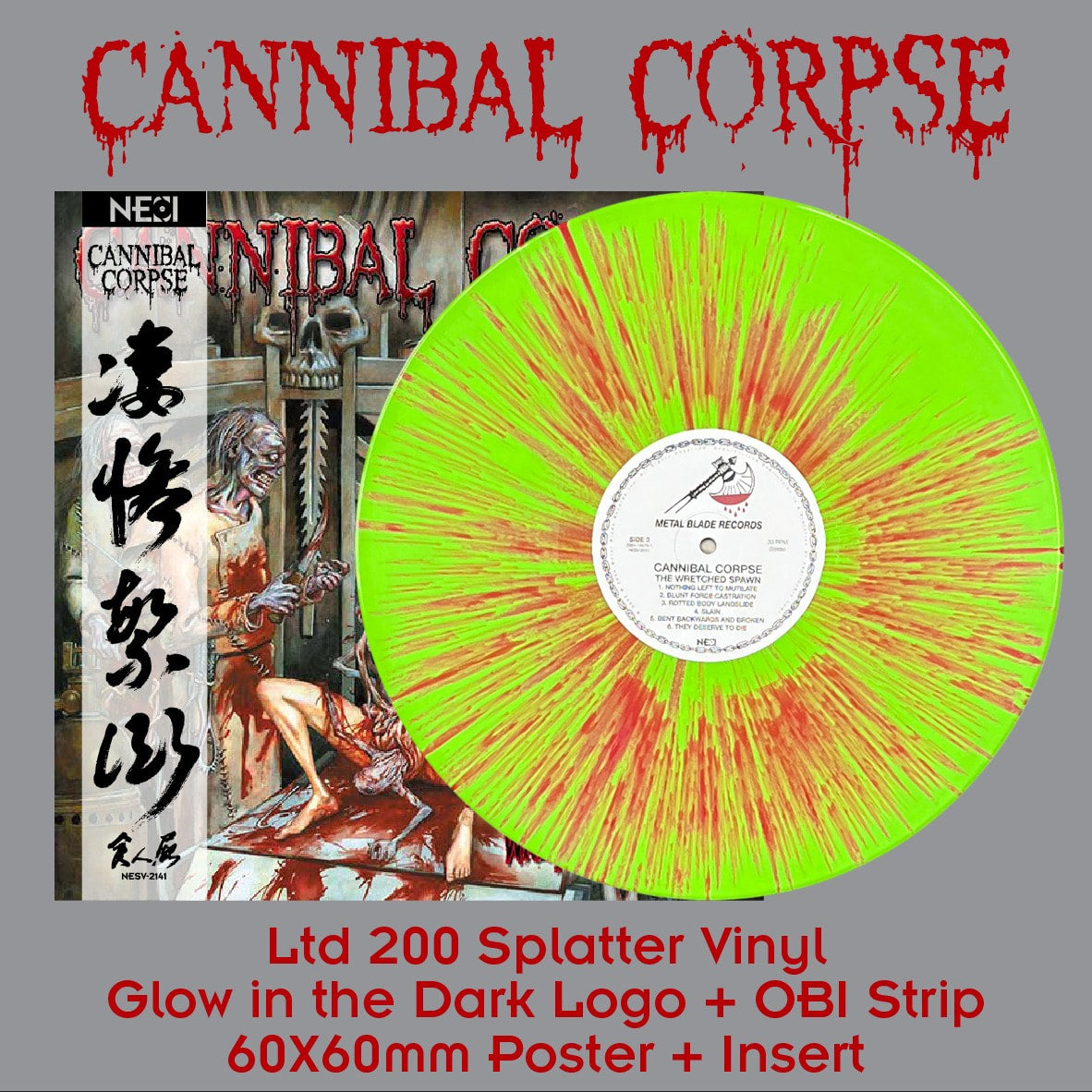 CANNIBAL CORPSE - The Wretched Spawn (Green Neon w/Red Splatter - China Edition Ltd 200) LP