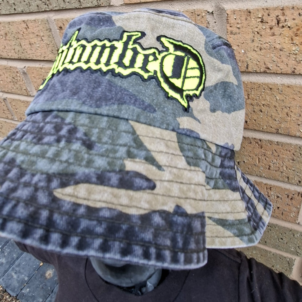 ENTOMBED - (Glow in the Dark) Logo - GREEN CAMO BUCKET HAT