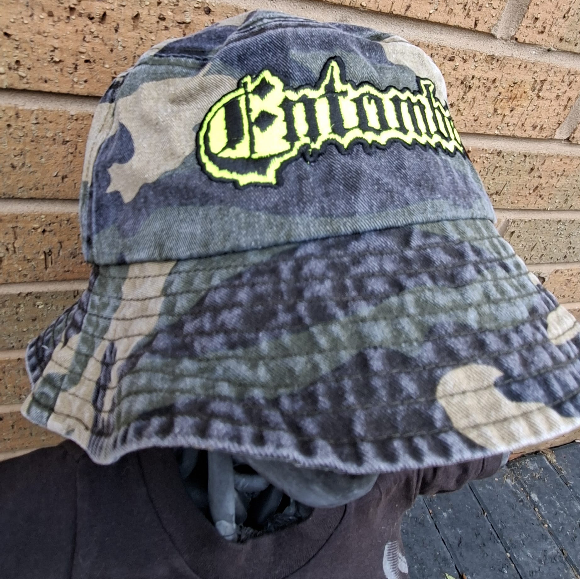 ENTOMBED - (Glow in the Dark) Logo - GREEN CAMO BUCKET HAT