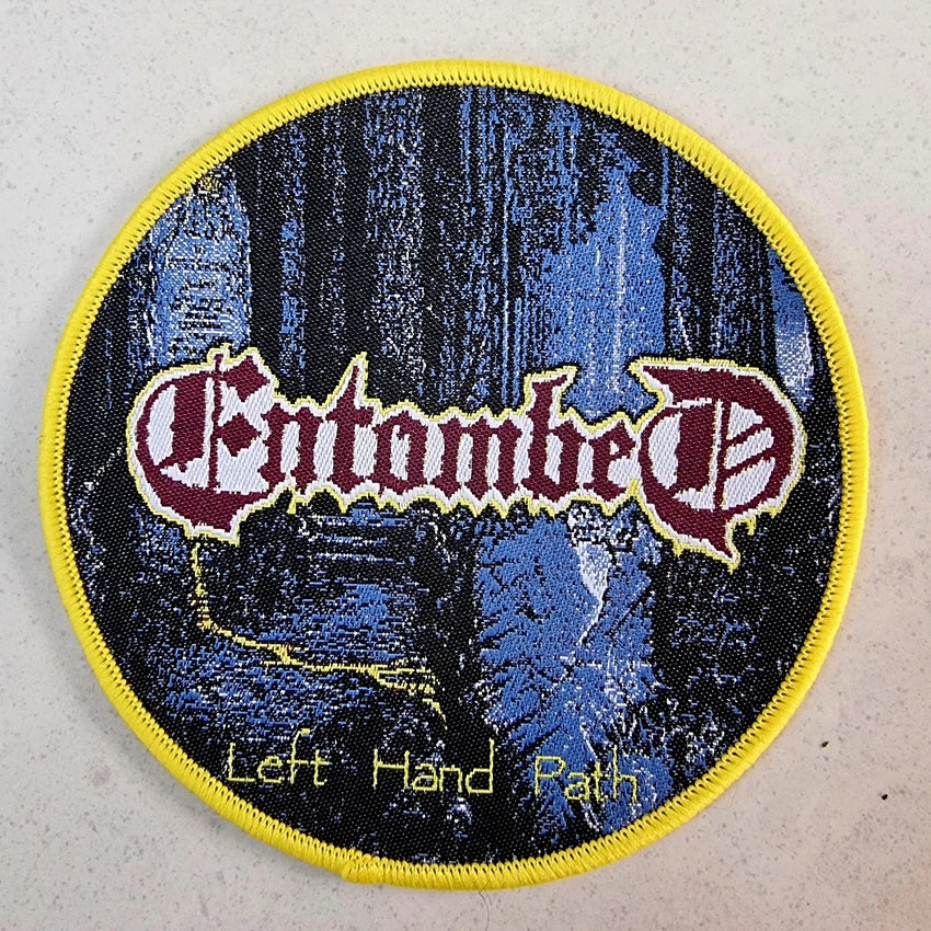ENTOMBED - Left Hand Path - (Round, Yellow Border) Woven Patch