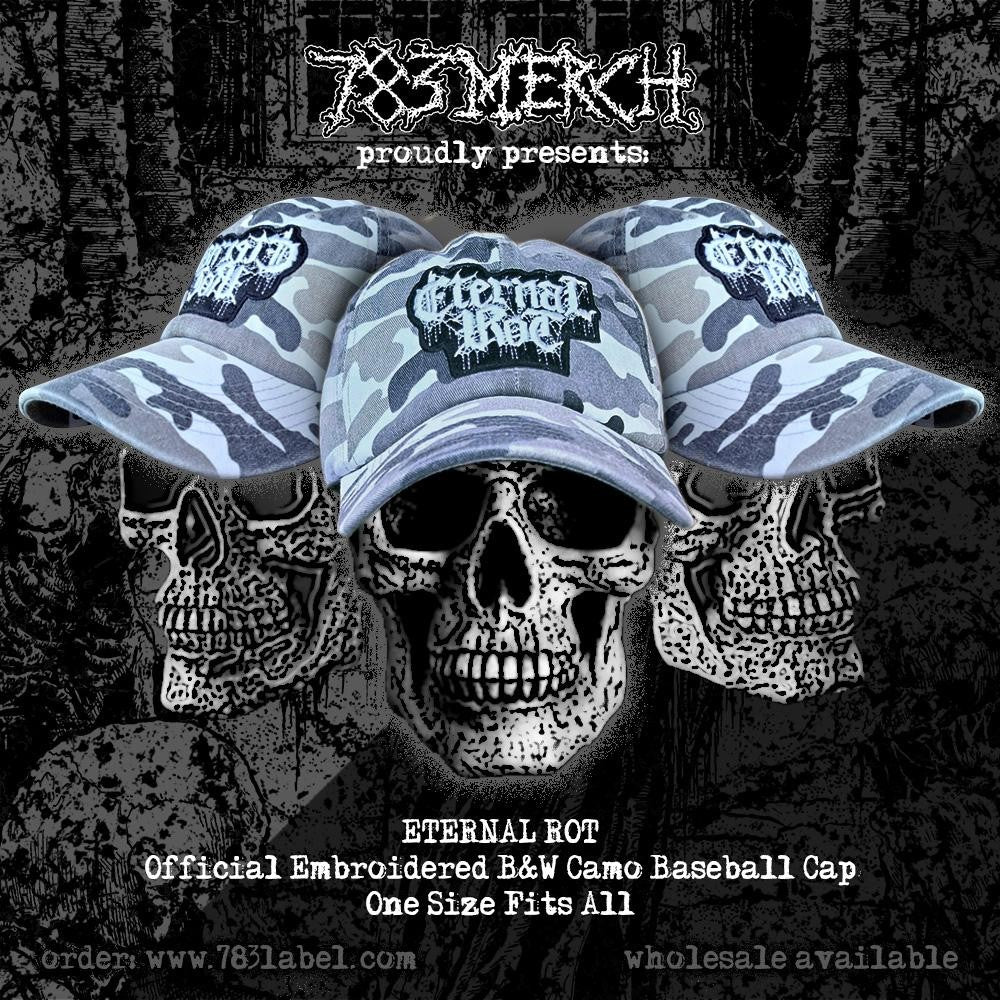 ETERNAL ROT - Logo - Black & White CAMO DAD CAP
