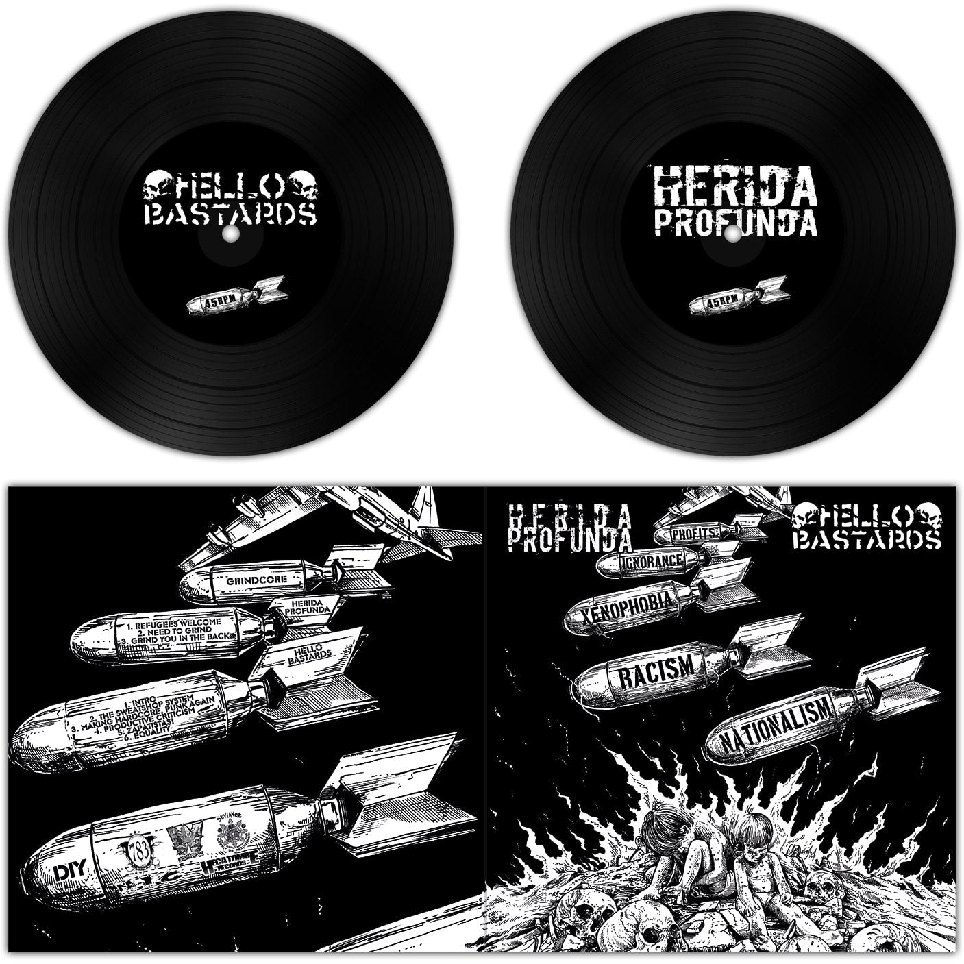 HERIDA PROFUNDA / HELLO BASTARDS 7"EP Split