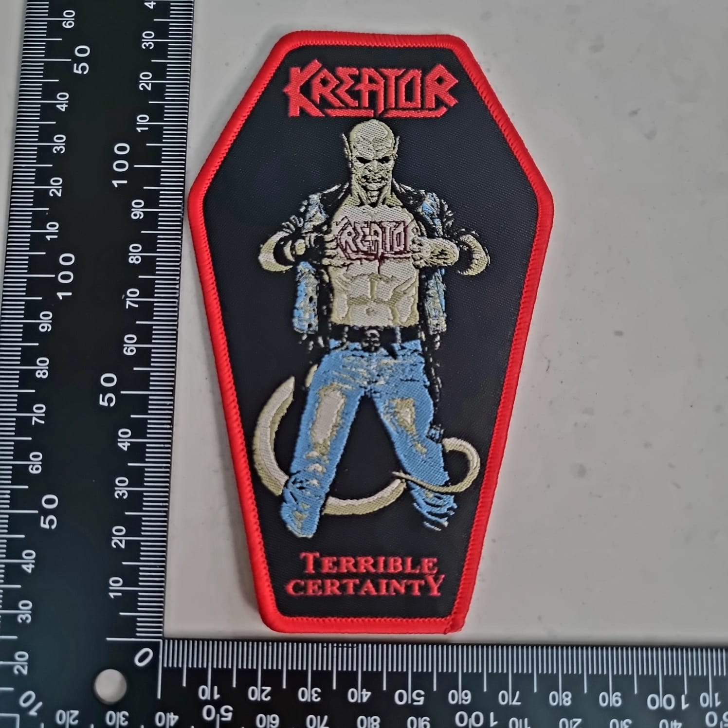 KREATOR - Terrible Certainty  - (Red Border Coffin) Woven Patch