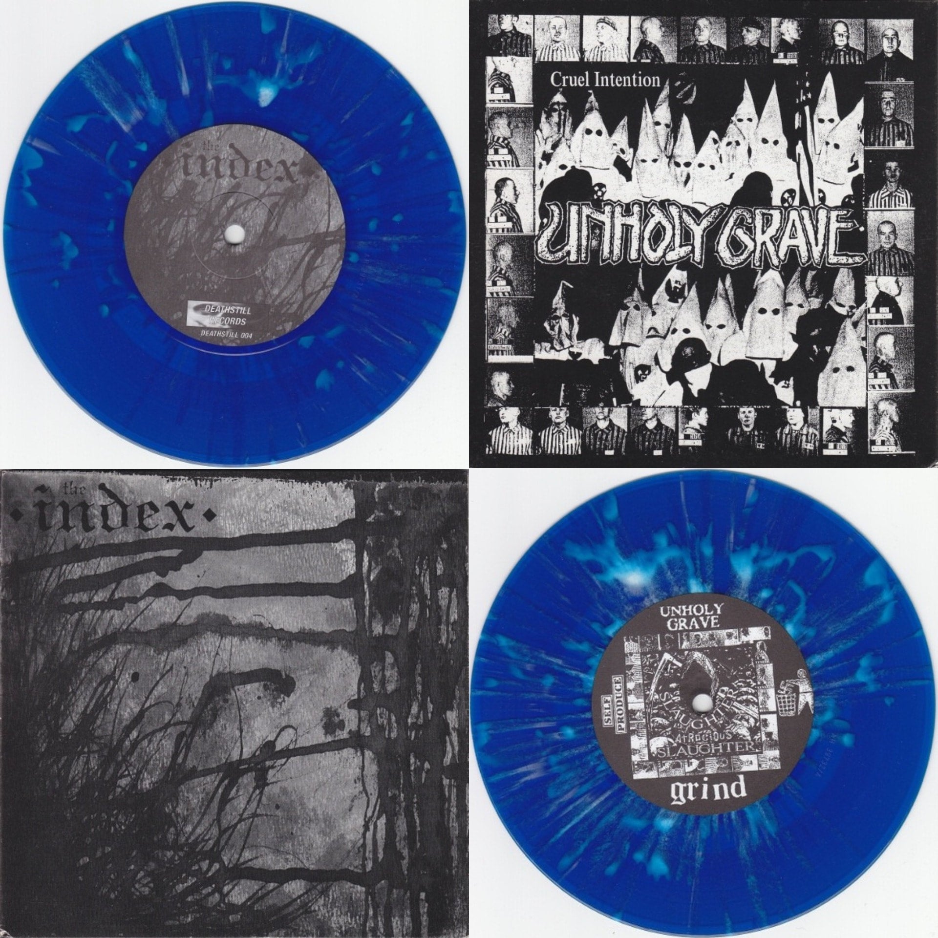 THE INDEX / UNHOLY GRAVE (Blue / White Splatter) Split EP