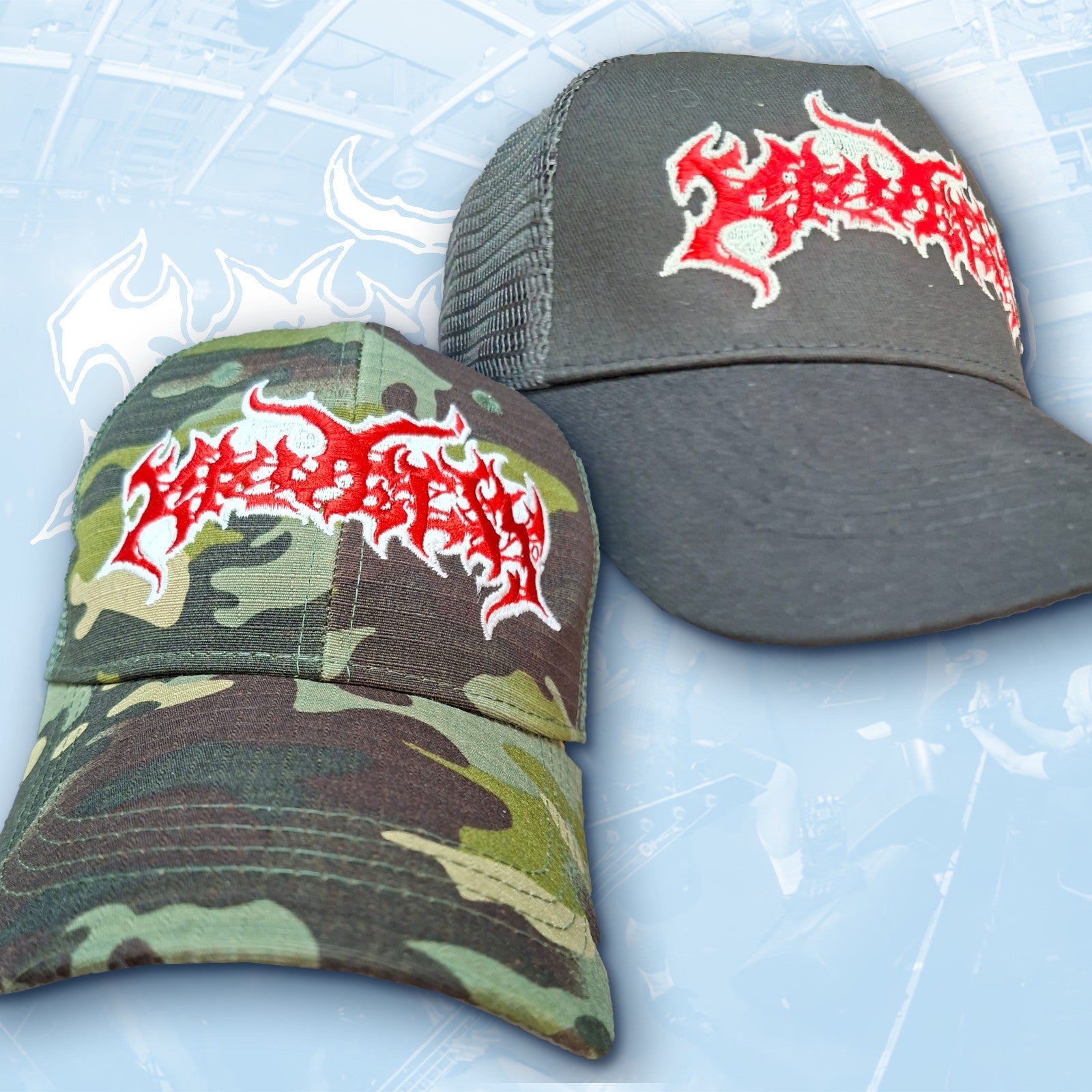 KRUELTY - (Glow in the Dark)  Logo - GREEN CAMO TRUCKER CAP
