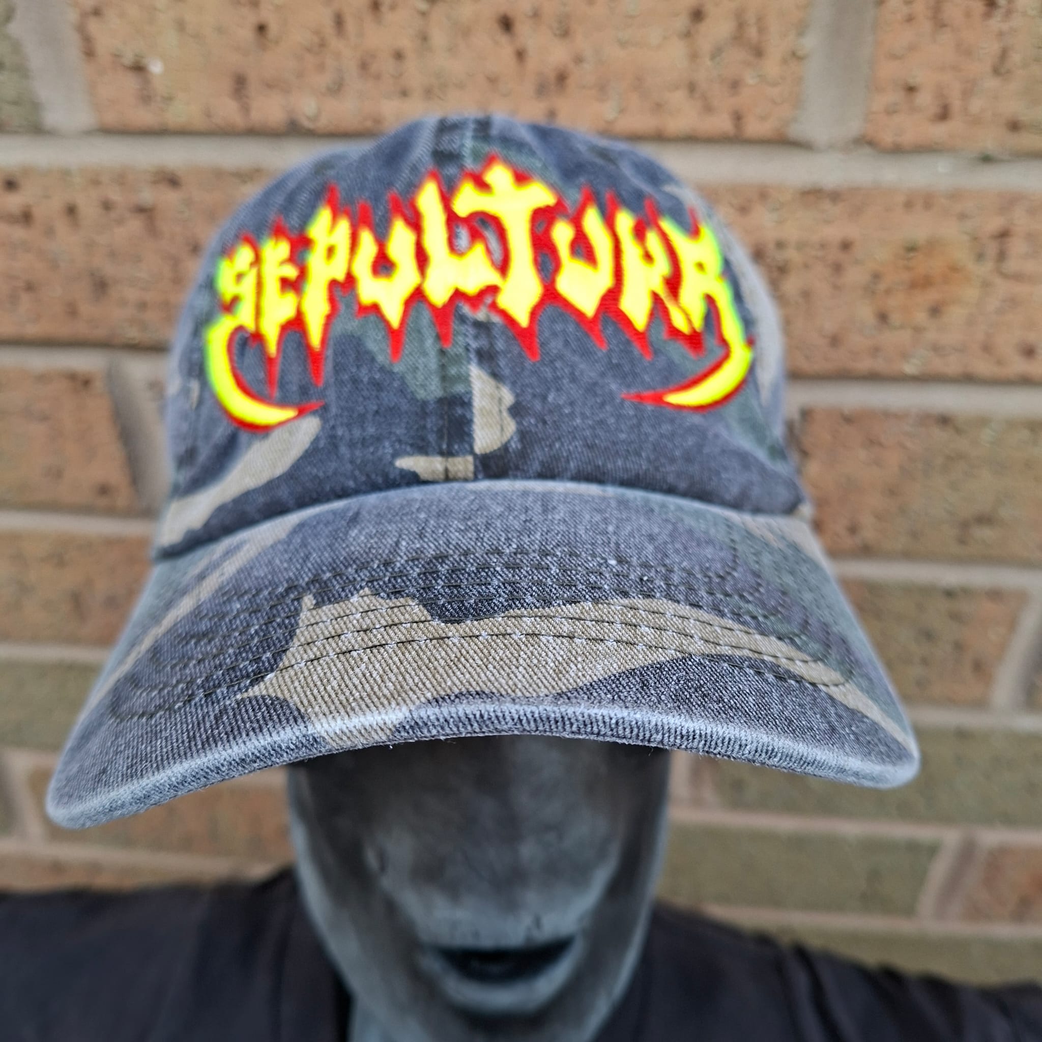 SEPULTURA - Old (Glow in the Dark) Logo - GREEN CAMO DAD CAP