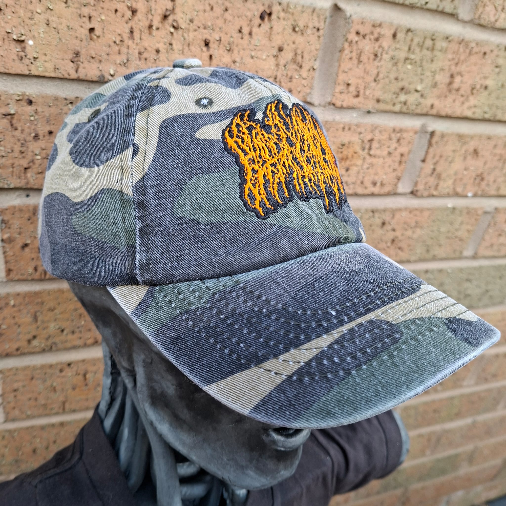 BLOOD INCANTATION - (Neon Orange) Logo - GREEN CAMO DAD CAP