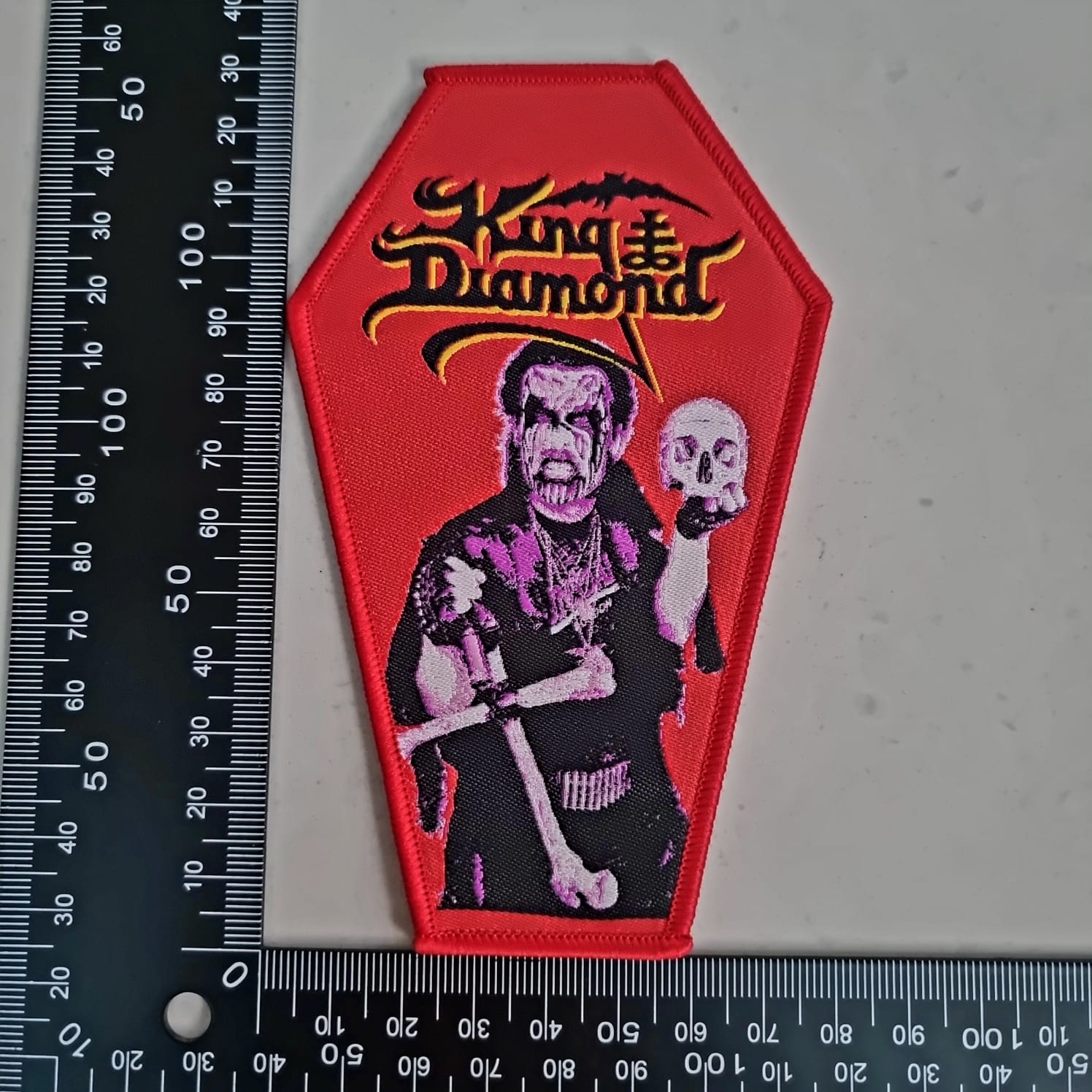 KING DIAMOND - (Red Border Coffin) Woven Patch