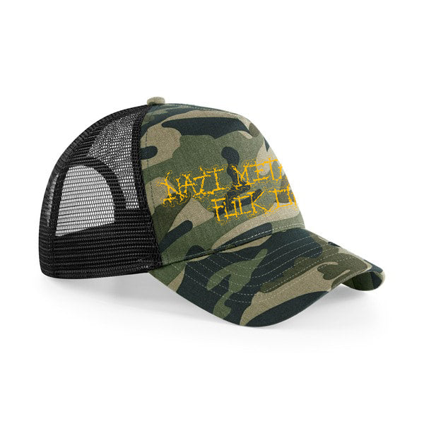 NAZI METALHEADS FUCK OFF - CAMO TRUCKER CAP