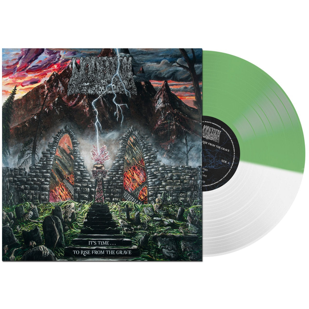 UNDEATH - It's Time...To Rise From The Grave ( Ltd. 1/2 Green / 1/2 Clear Split) LP