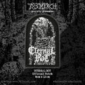 ETERNAL ROT - Cadaverine - (White Logo / Black Border) Tombstone Shaped Woven Patch