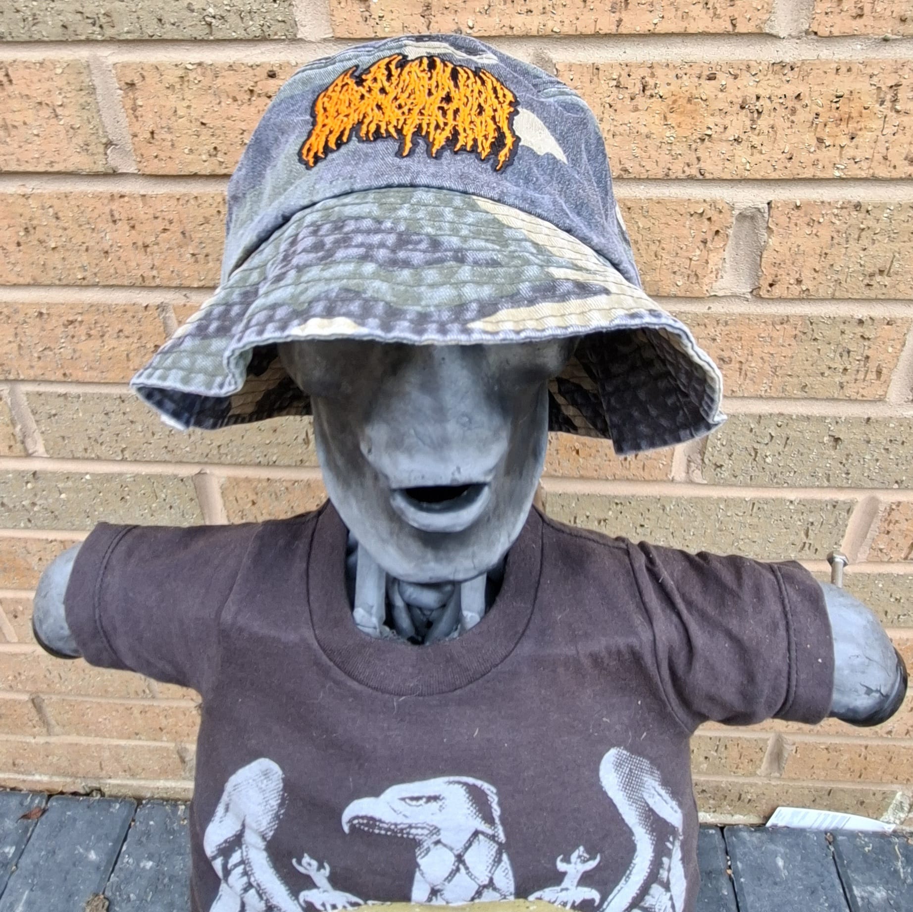 BLOOD INCANTATION - (Neon Orange) Logo - GREEN CAMO BUCKET HAT