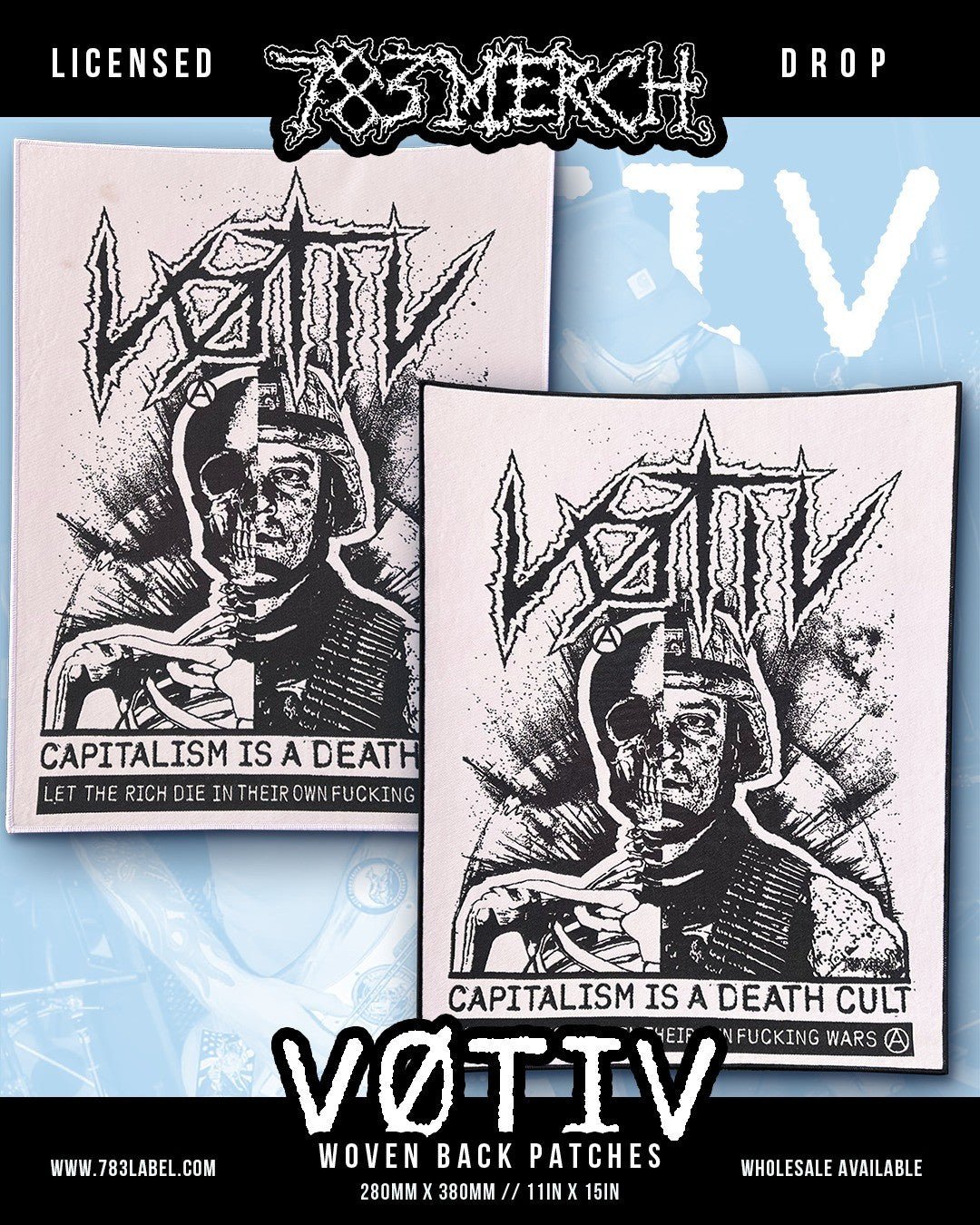 VØTIV - Capitalism is a Death Cult - Woven Backpatch