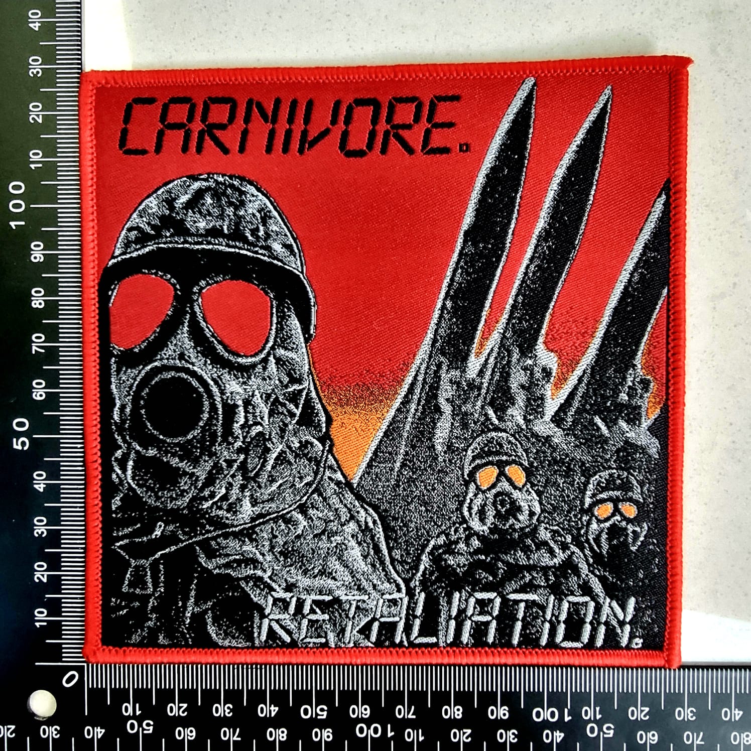 CARNIVORE - Retaliation - (Red Border) Woven Patch