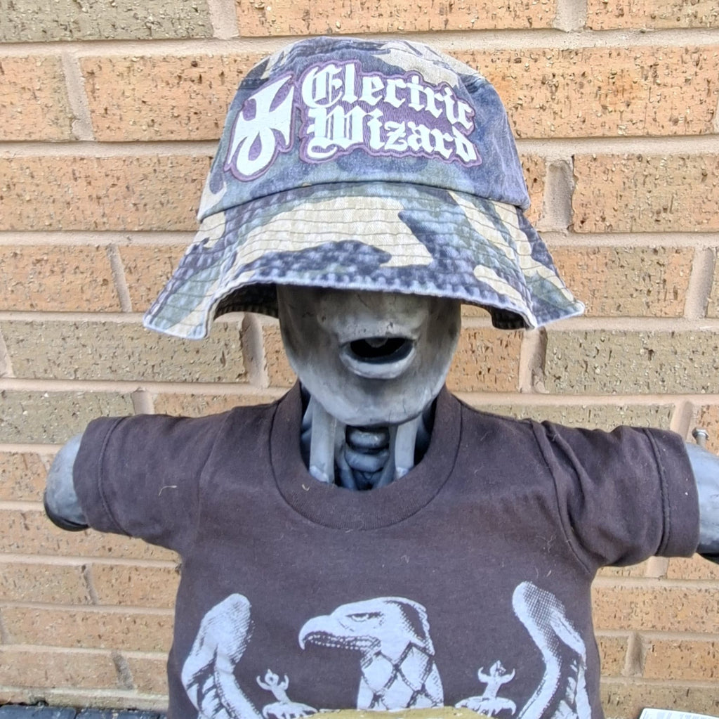 ELECTRIC WIZARD - (Glow in the Dark) Logo - GREEN CAMO BUCKET HAT