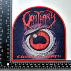 OBITUARY - Cause of Death - (Red Border) Woven Patch