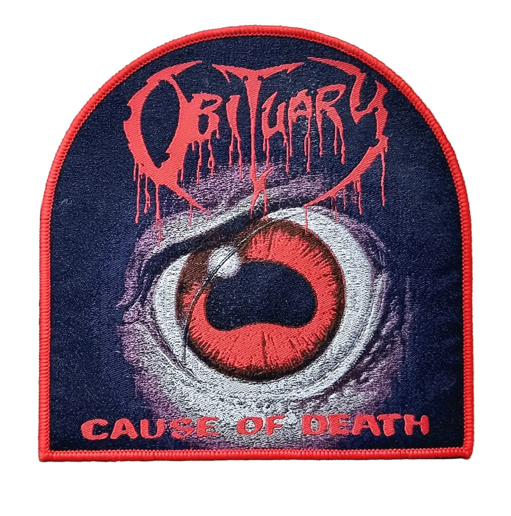 OBITUARY - Cause of Death - (Red Border) Woven Patch