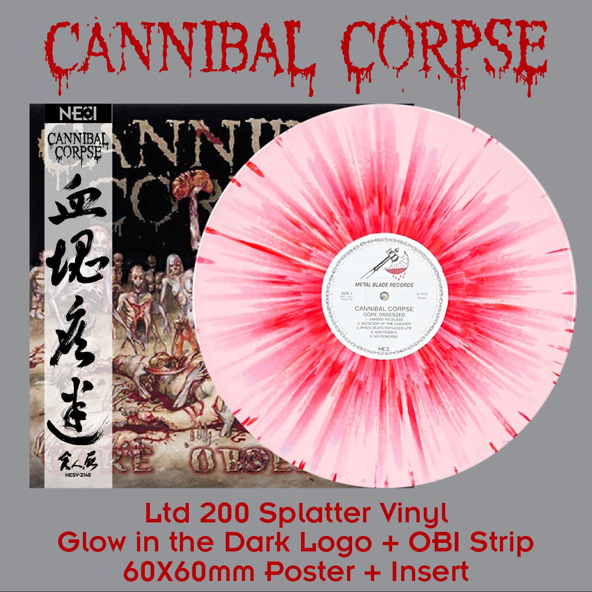 CANNIBAL CORPSE - Gore Obsessed (Light Pink w/Red Splatter - China Edition Ltd 200) LP