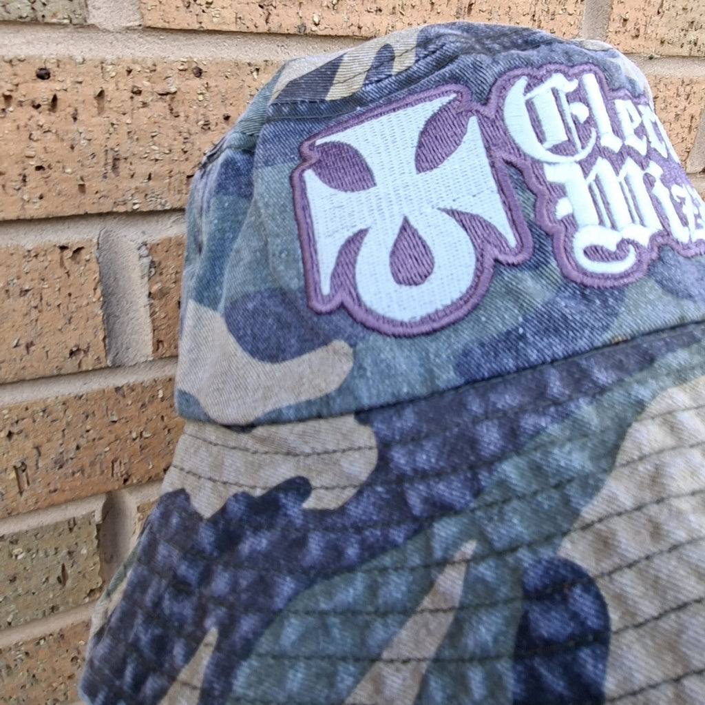 ELECTRIC WIZARD - (Glow in the Dark) Logo - GREEN CAMO BUCKET HAT